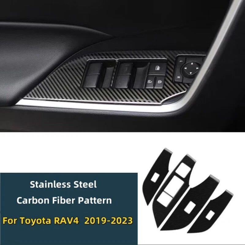 17PC Carbon Fiber Door Handle Gear Shift Air Outlet Cover Trim for Toyota RAV4