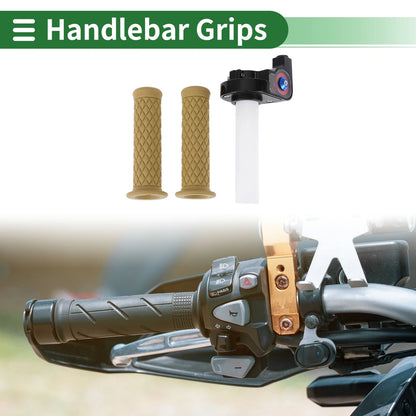 7/8 22mm Motorcycle Hand Grips Cover End Grips Rubber Khaki for Motorcycle