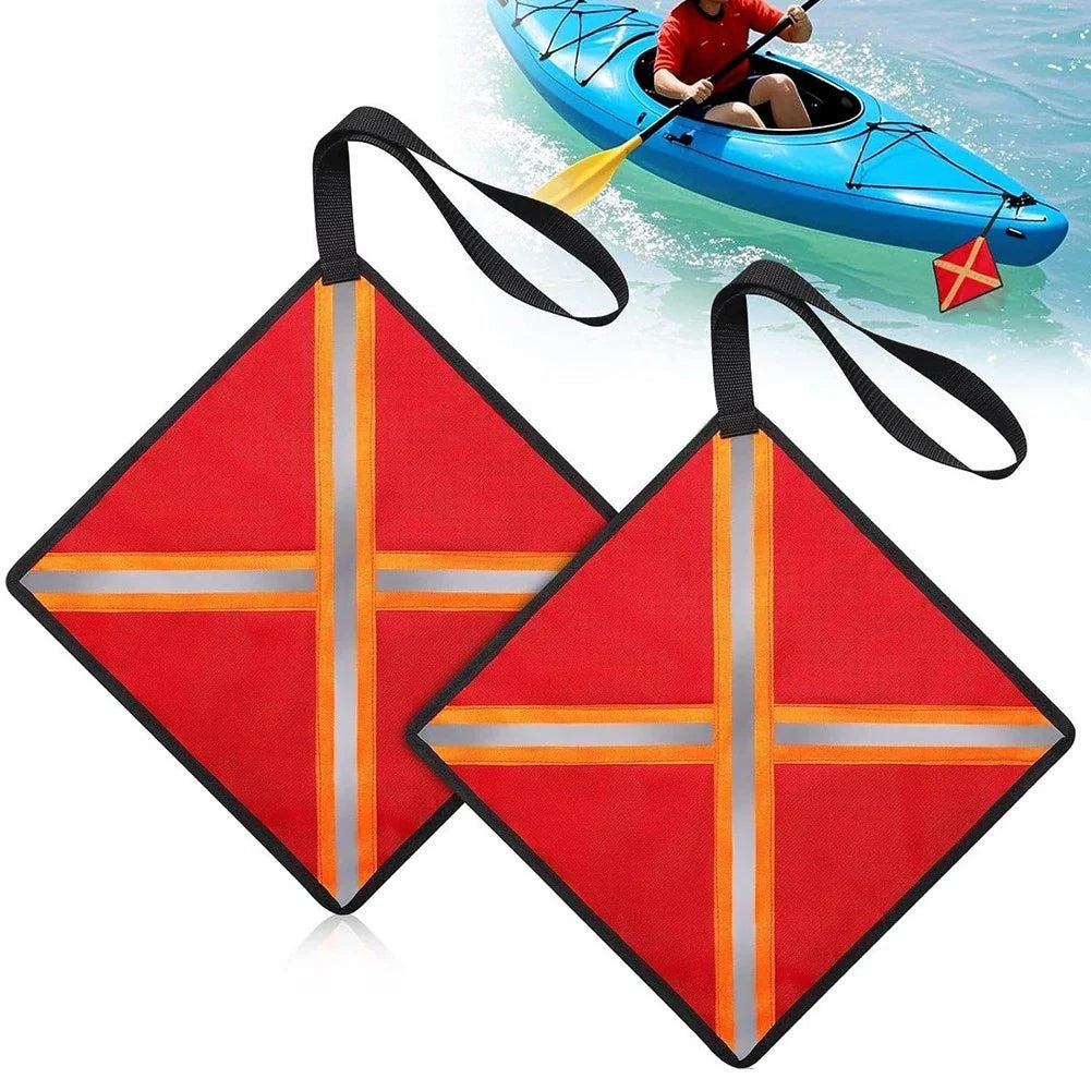 2pcs Safety Flags Reflective Strips for Boats/Kayaks/Trucks 32x32 cm