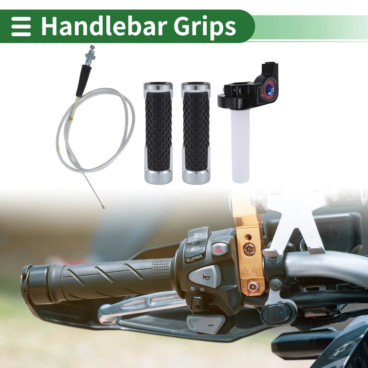 7/8" 22mm Hand Grips Cover Aluminum Alloy and Rubber for Motorcycle