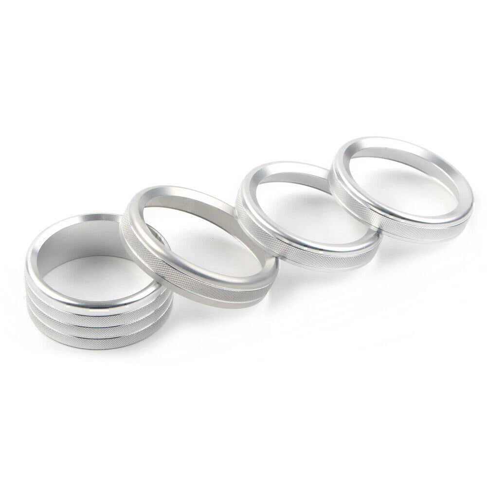 4 x Silver Air Conditioner Knob Ring Covers for Jeep Wrangler JL (2018-2020)