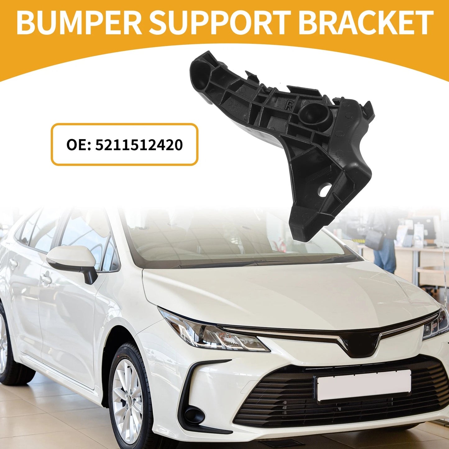 RH Front Bumper Support Bracket for Toyota Corolla (2004-2006) 1 Pc Black