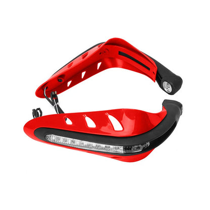 Motorcycle Handguards 2 x LED Lights for Universal ATV Enduro, Red
