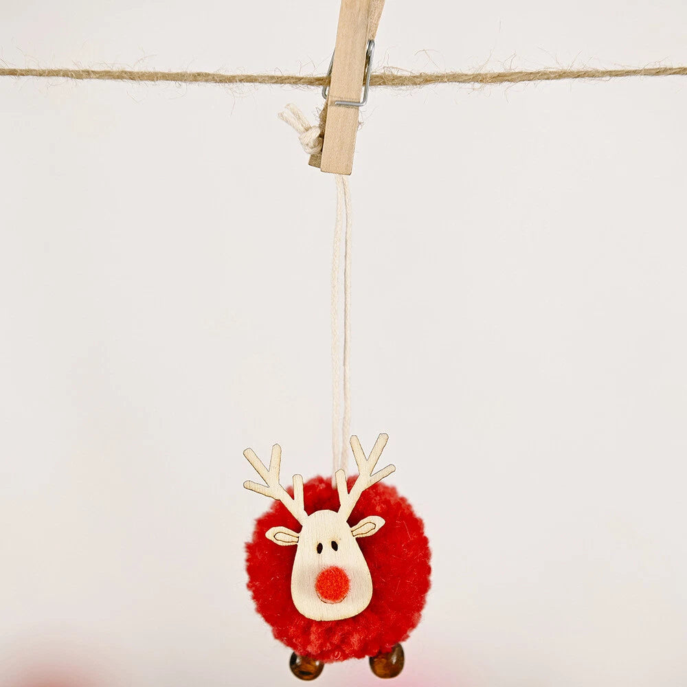 Pom Decoration Pendant for Christmas Tree Adorable Reindeer