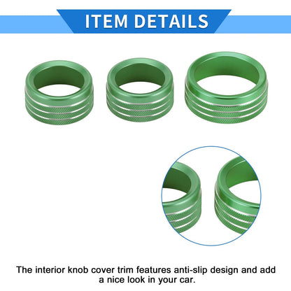 Tune Switch Knob Cover Ring 3 Pcs Green for Dodge Challenger (2015-2019)