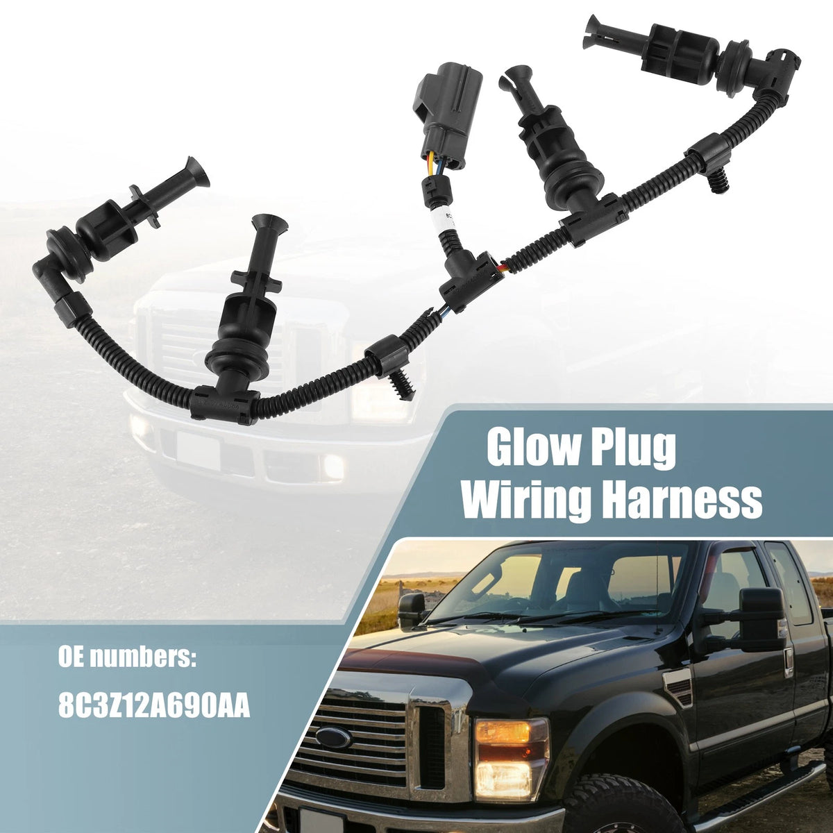 Glow Plug Wiring Harness Left Driver Side for Ford F-250 F-350 (2008-2010)