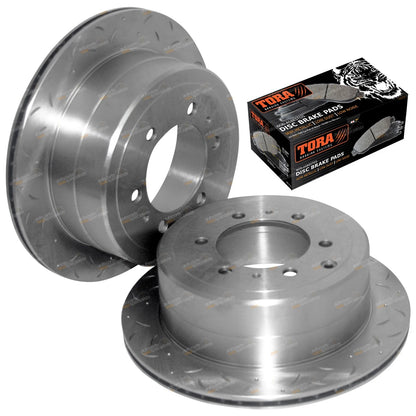 Rear Drilled Slotted Rotors + Pads for Toyota Land Cruiser 80 Series(1990–1992)