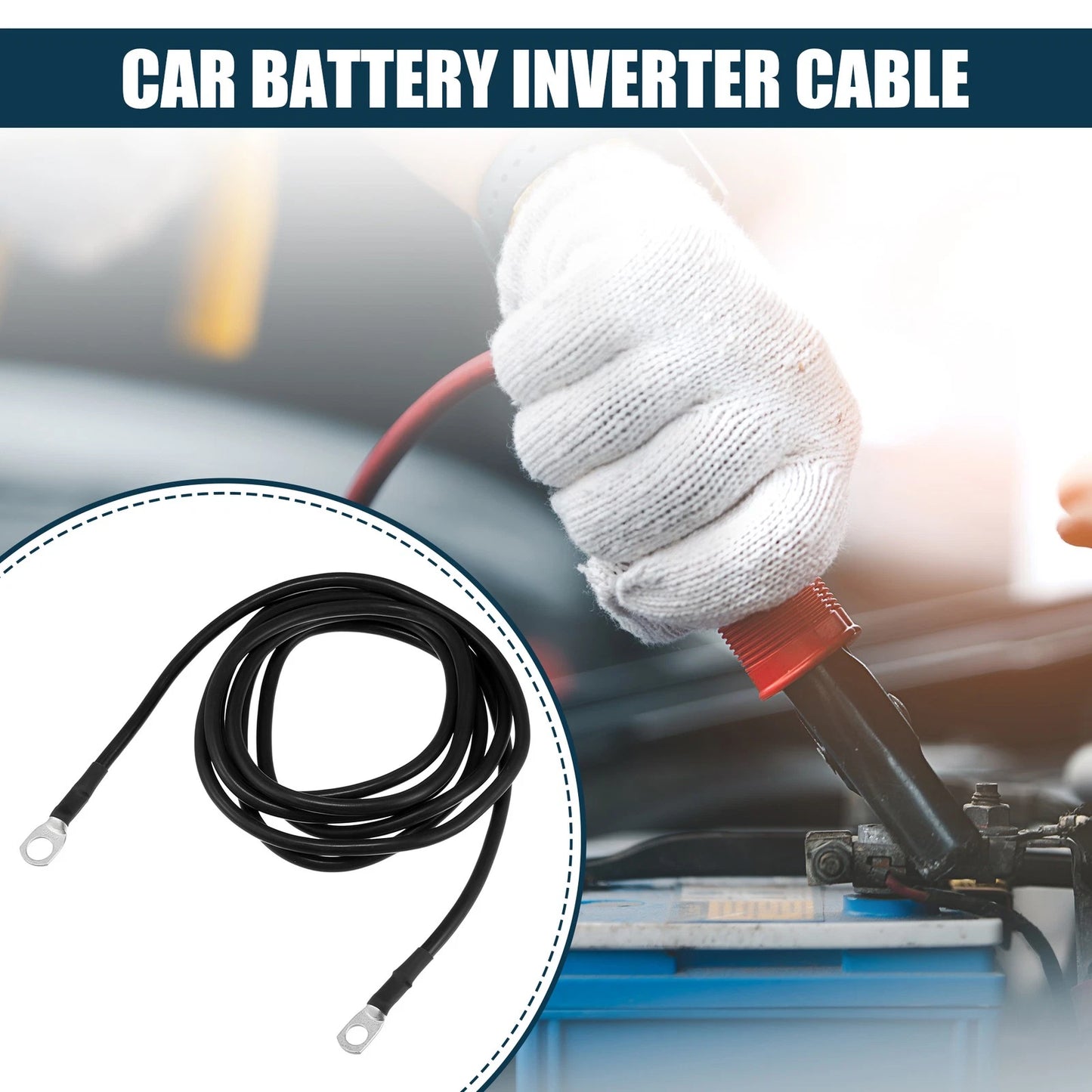 Inverter Battery Cable / 5/16"-3/8" / Battery Copper Wire Black for Car