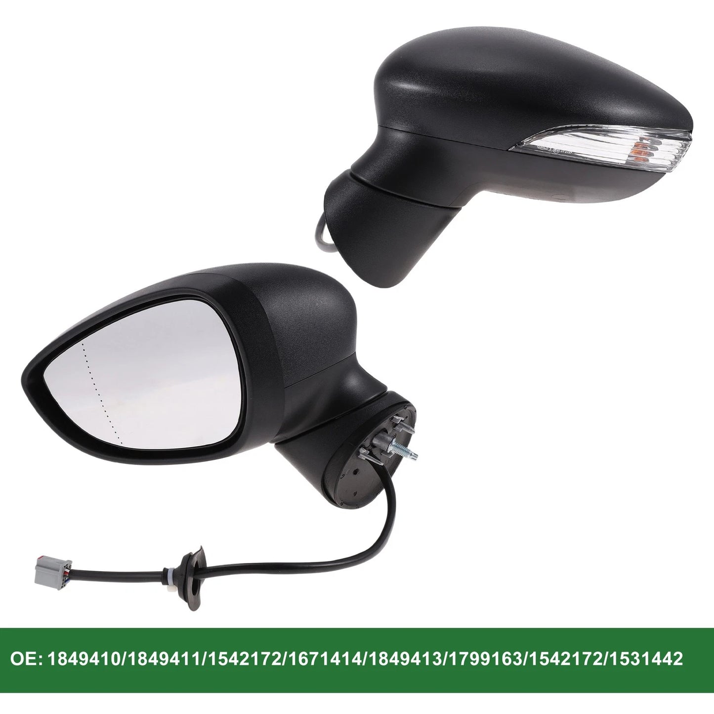 Left Side Door Mirror for Ford Fiesta MK7 Manual Folding Black (2017-2019)