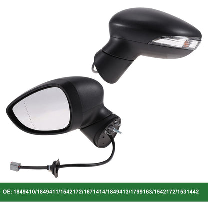 Left Side Door Mirror for Ford Fiesta MK7 Manual Folding Black (2017-2019)