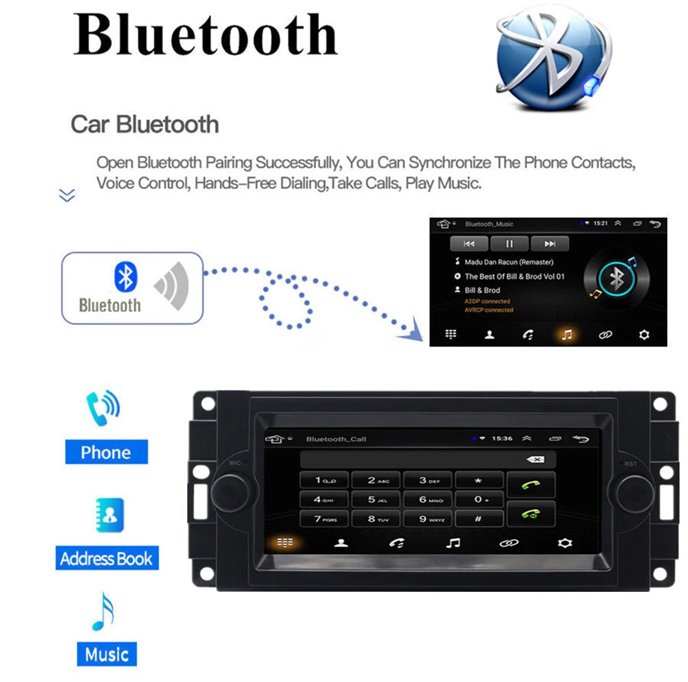 6.8" Jeep Chrysler Stereo Radio GPS Head Unit FM Wireless Carplay (2011-2023)