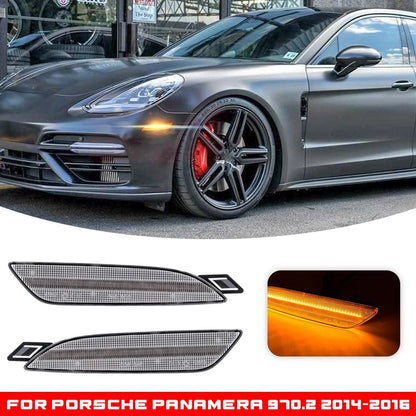 Amber LED Front Bumper Side Marker Light Clear Lens for Porsche Panamera (2014–2016)