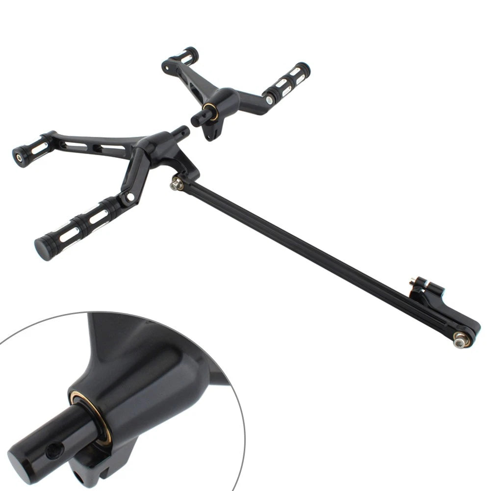 Black Driver Footrest Pedal Bracket Set for Harley Night Rod VRSC Special (07-17)
