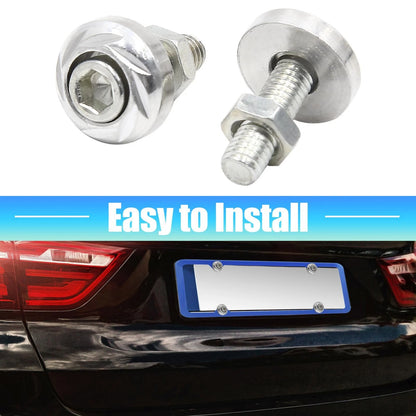 8pcs Aluminum Alloy License Plate Bolt Screw Nuts Silver Tone for Car Motorcycle