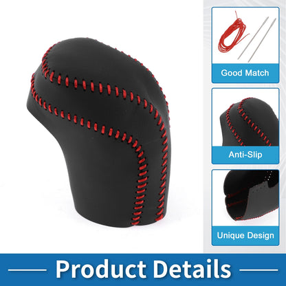 1 Pc Gear Shift Knob Cover for Toyota Camry (2018-2024) Black Red Faux Leather