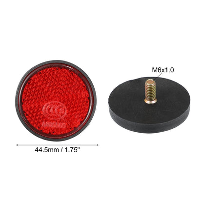 6pcs Motorcycle M6x1.0 Red Universal Screw Mount Round Warning Reflector 44.5mm