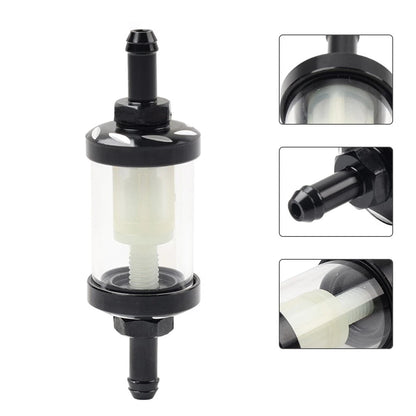 Black Universal 8MM 5/16 Inline Reusable Motorcycle Gas Fuel Filter for Bikes