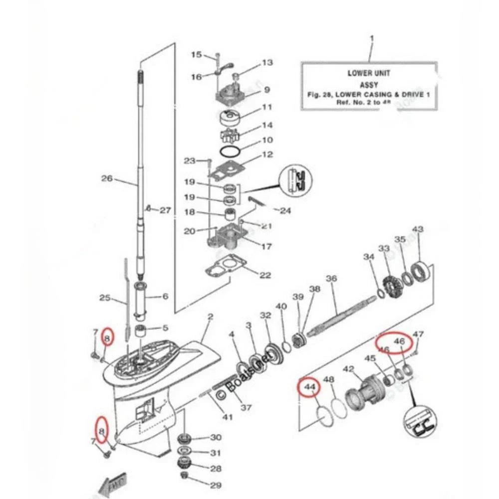 Lower Unit Seal Kit for Yamaha 25-30 HP 2-Stroke