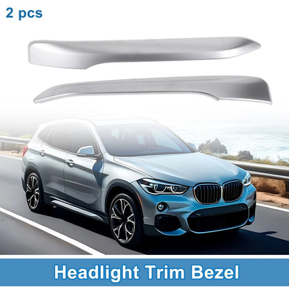 2 x Car Front Left & Right Headlight Trim Bezels for BMW X1 (2016-2019)