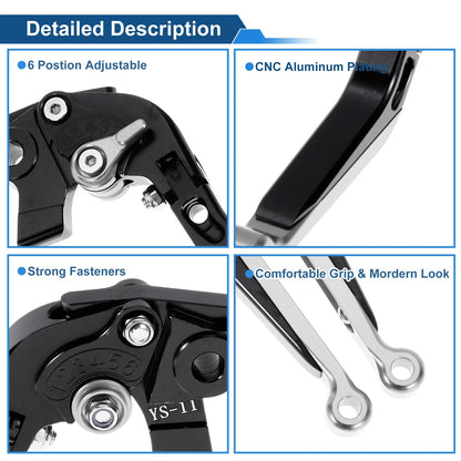 Adjustable Brake Clutch Levers for Honda X11 (2000-2001) - Black Silver Tone