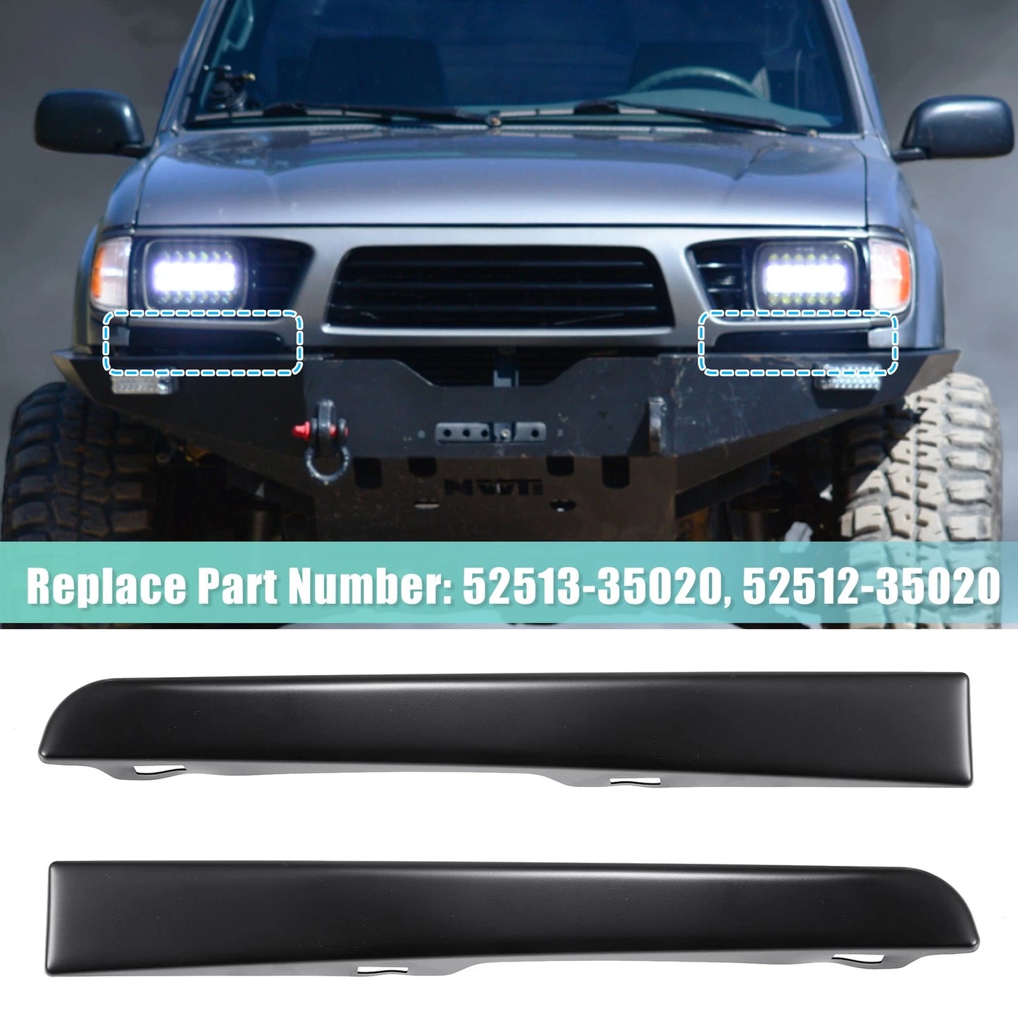 Pair Front Headlight Bumper Grille Filler for Toyota