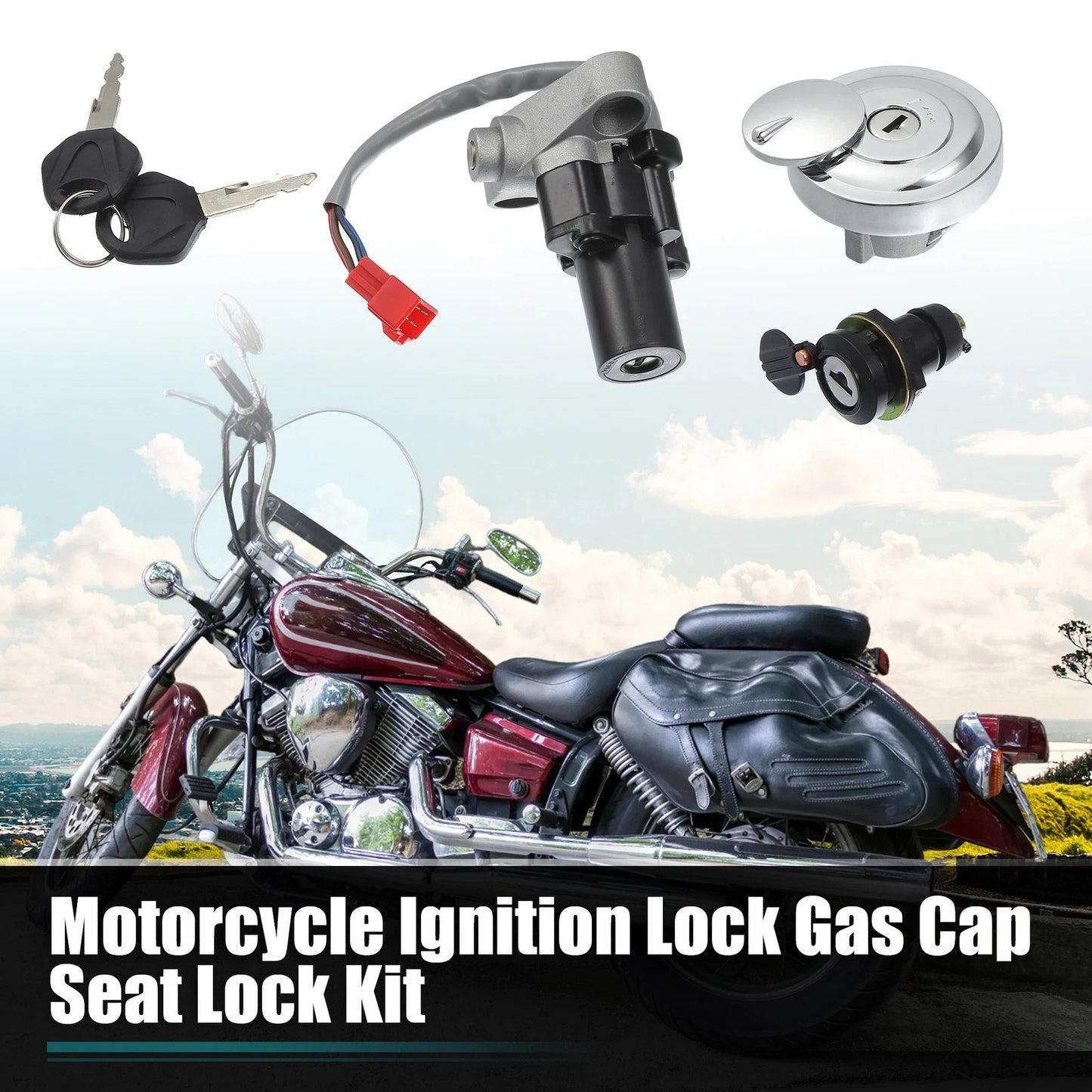 Ignition Switch Fuel Gas Cap Seat Lock for Yamaha XVS125 Drag Star