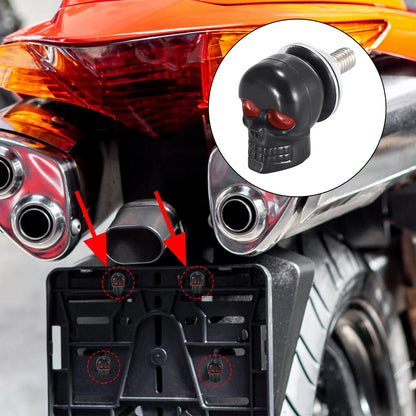 4 x Motorcycle Skull Style License Plate Frame Bolts Screws Aluminum Alloy