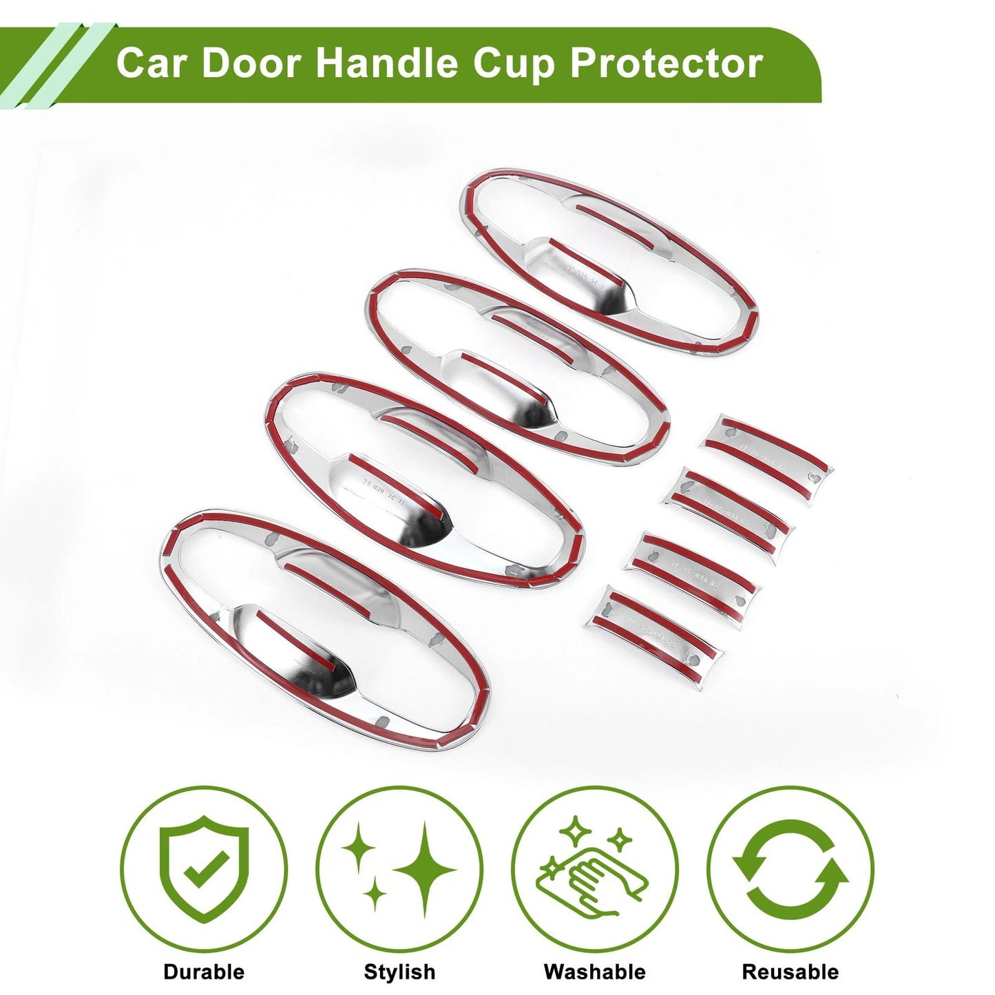 8 x Chrome Silver Door Handle Cup Protectors for Subaru XV (2018)
