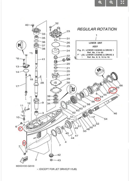 New Lower Gearcase Oil Seal Kit for Yamaha 115-130HP Models