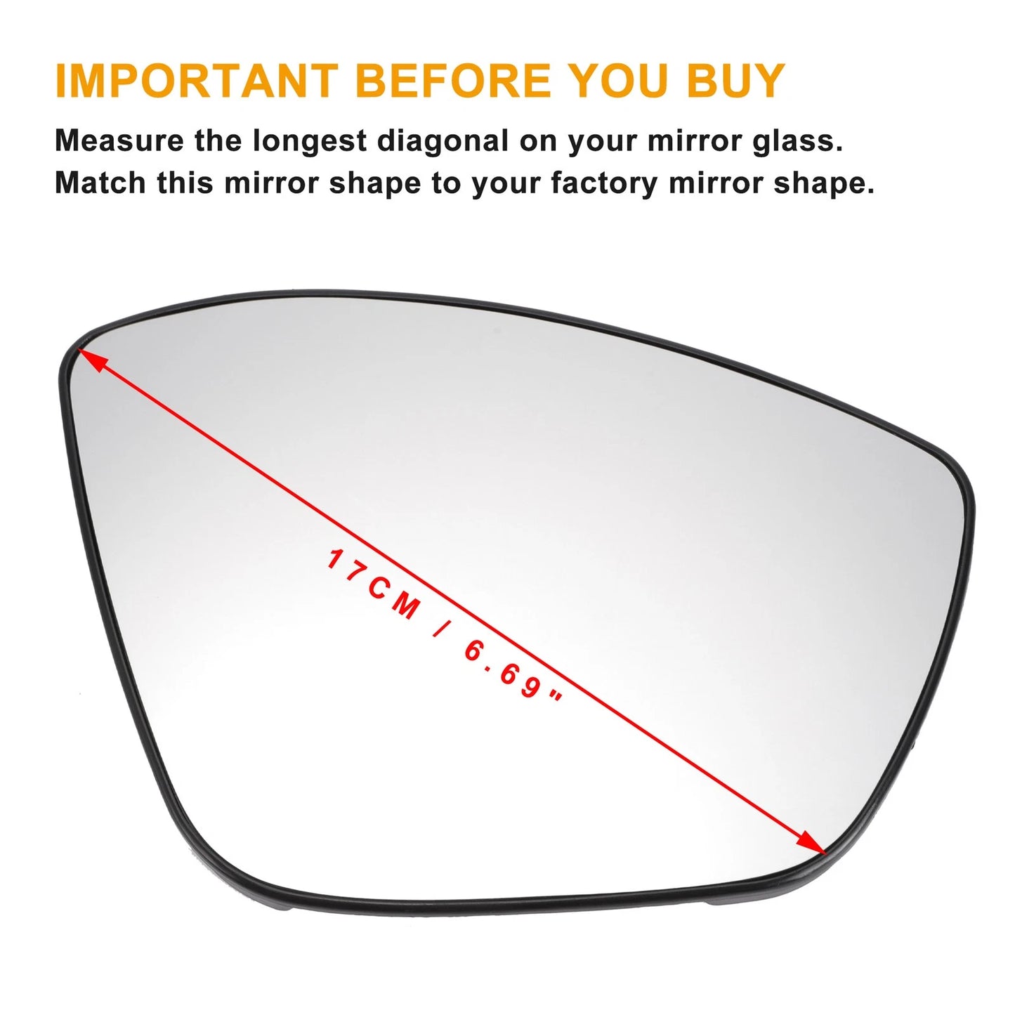 Right Side Heated White Mirror Glass for Peugeot 208, 308 (2013-2019)