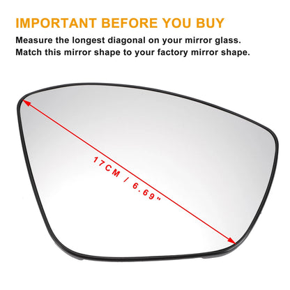 Right Side Heated White Mirror Glass for Peugeot 208, 308 (2013-2019)