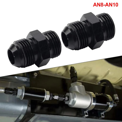 Black Aluminum AN8 Flare to 10AN ORB Male Fitting Adapters with O-Rings