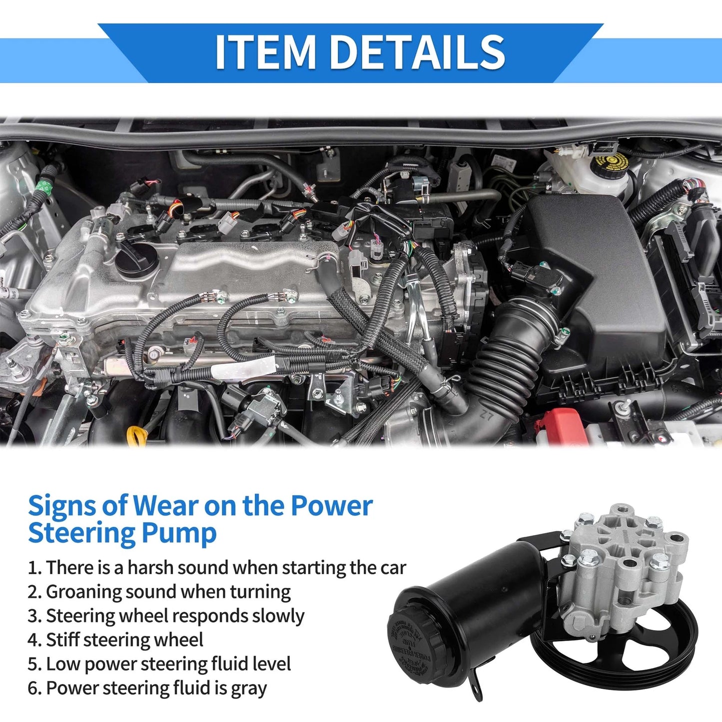 Power Steering Pump with Pulley for Toyota Echo, Scion (2000-2005)