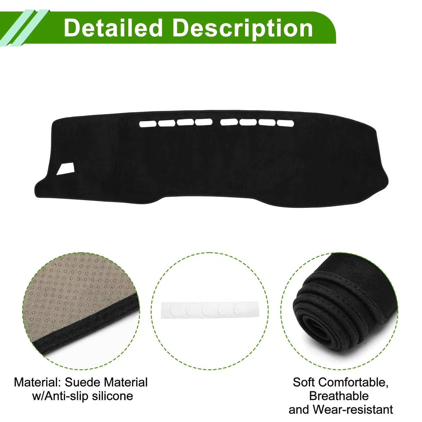 Dashboard Cover Mat for Toyota Hilux Gun125 2017-2020 Sun Protector Black