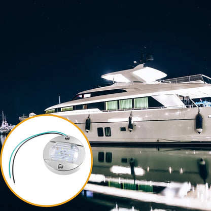 4 Pcs Universal Interior Round Marine Boat Light with 6 LEDs for Boat Green