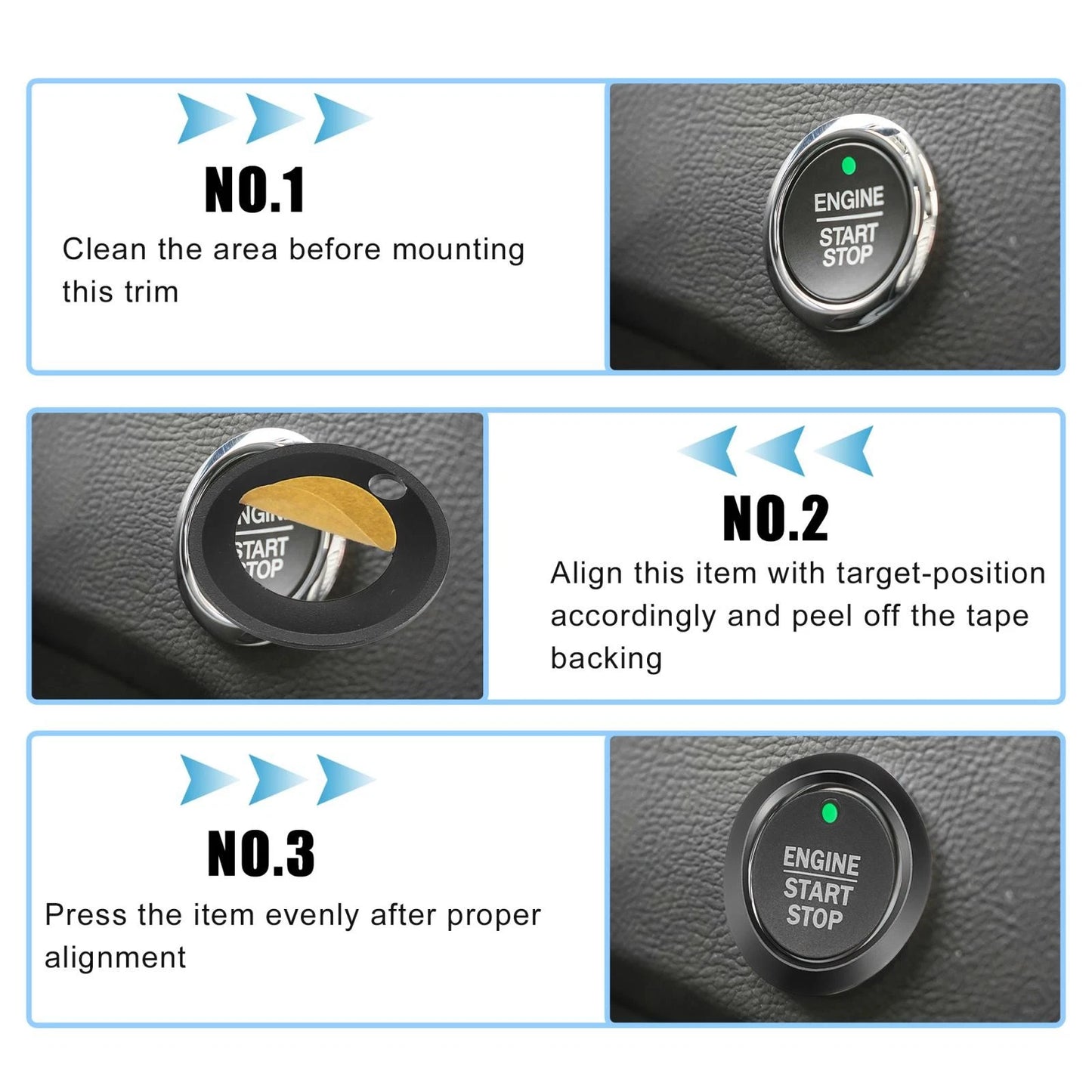 Engine Start Stop Button Cover Kit for Ford F-150 (2016-2021) Black
