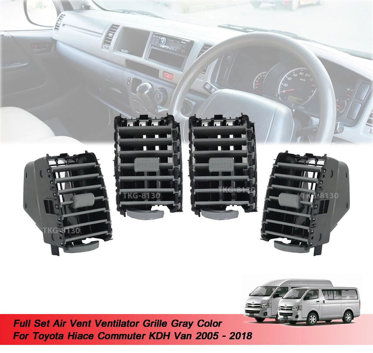 Gray Air Vent Grille for Toyota Hiace Commuter (2005-2018)