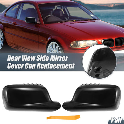 Rearview Mirror Cover Cap Gloss Black for BMW 3 Series E46, 7 Series E65 (2000-2006)