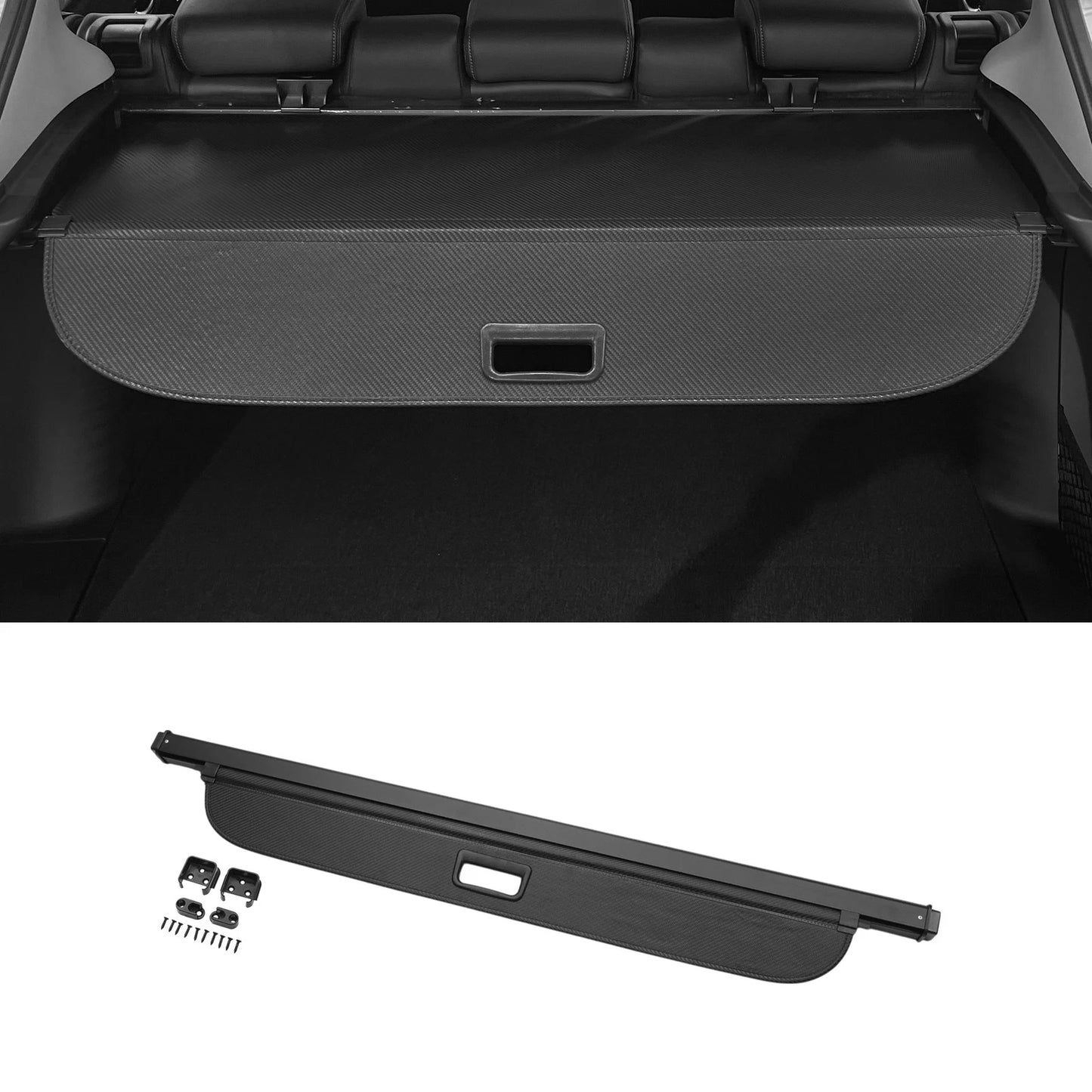 Car Trunk Retractable Cargo Cover for Jeep Compass (2017-2024) Black Fiber