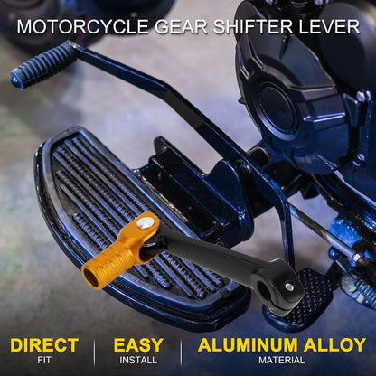 Motorcycle Folding Gear Shifter Lever Shift Pedal Aluminum Alloy Black Gold Tone