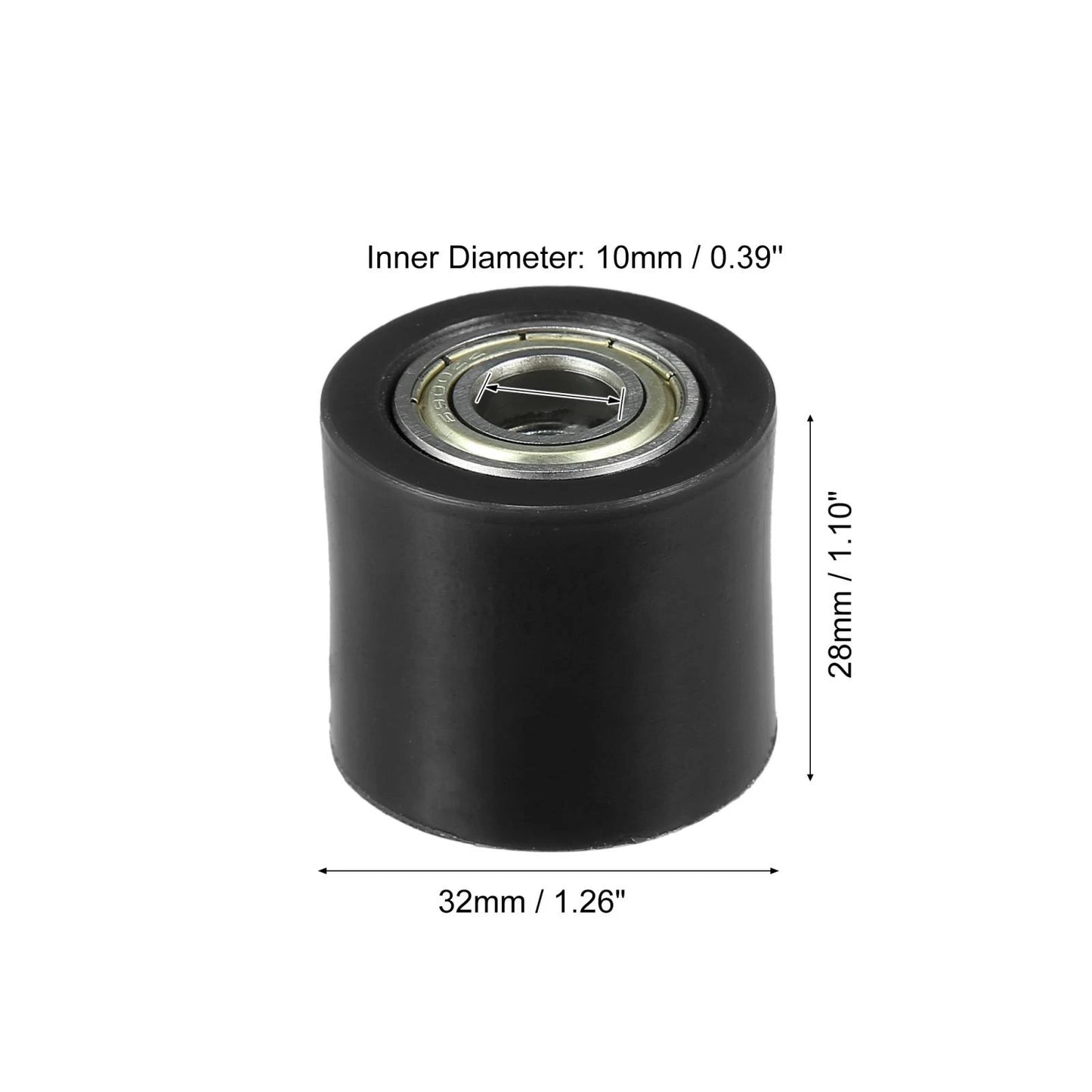 10mm Drive Chain Pulley Roller Slider Tensioner Wheel Guide for Motorcycle Black