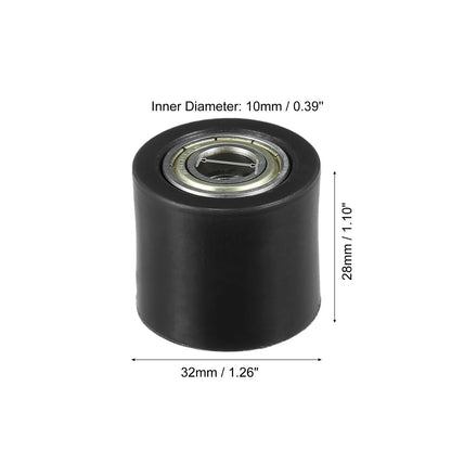 10mm Drive Chain Pulley Roller Slider Tensioner Wheel Guide for Motorcycle Black