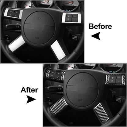 4 x Carbon Fiber Steering Wheel Button Covers for Dodge Challenger (2008-2010)