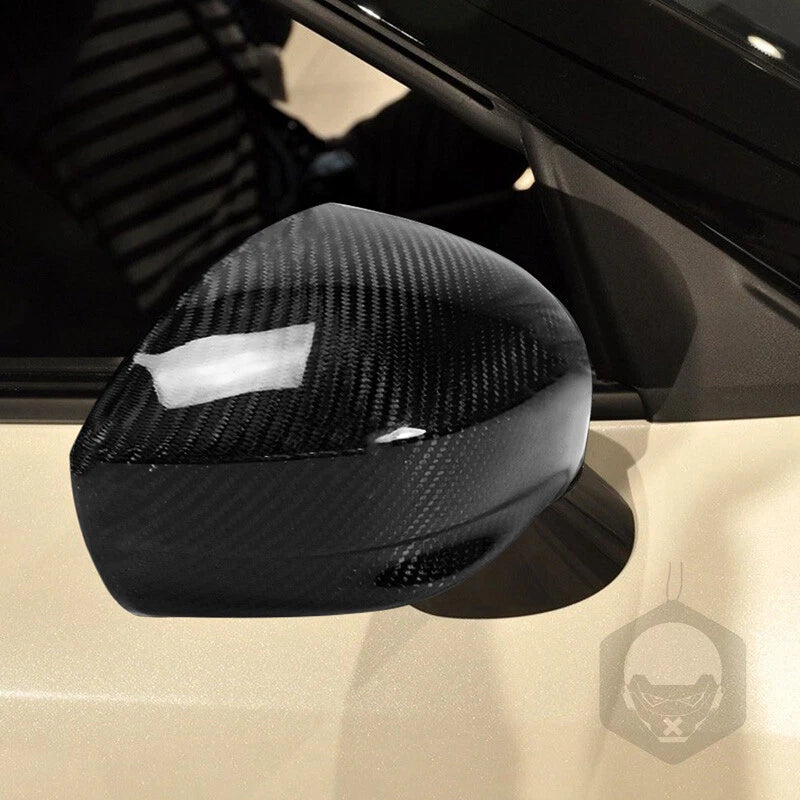 Overlay Real Carbon Fiber Wing Mirror Cover Caps Fit For Nissan GTR 2012-2018
