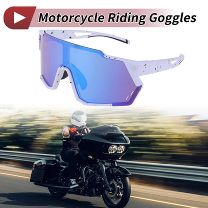 Goggles for Motorcycle UV400 Tri-Acetyl Cellulos Blue/White with Black Spots