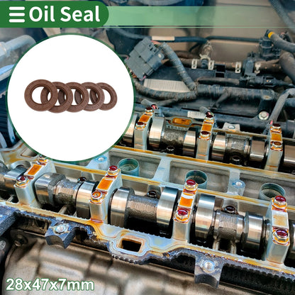 Oil Seal 28x47x7mm FKM Rubber Brown 5 Pcs