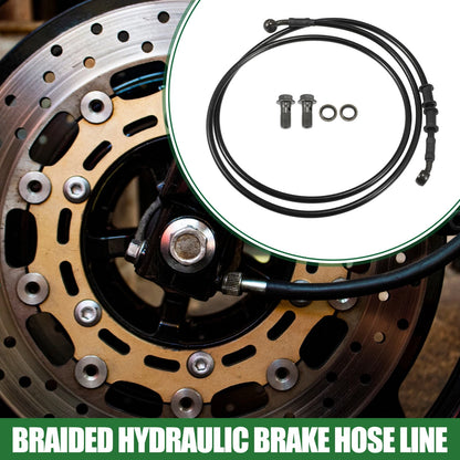 170cm Braided Hydraulic Brake Line Oil Hose Black 1 Set for Motorcycle