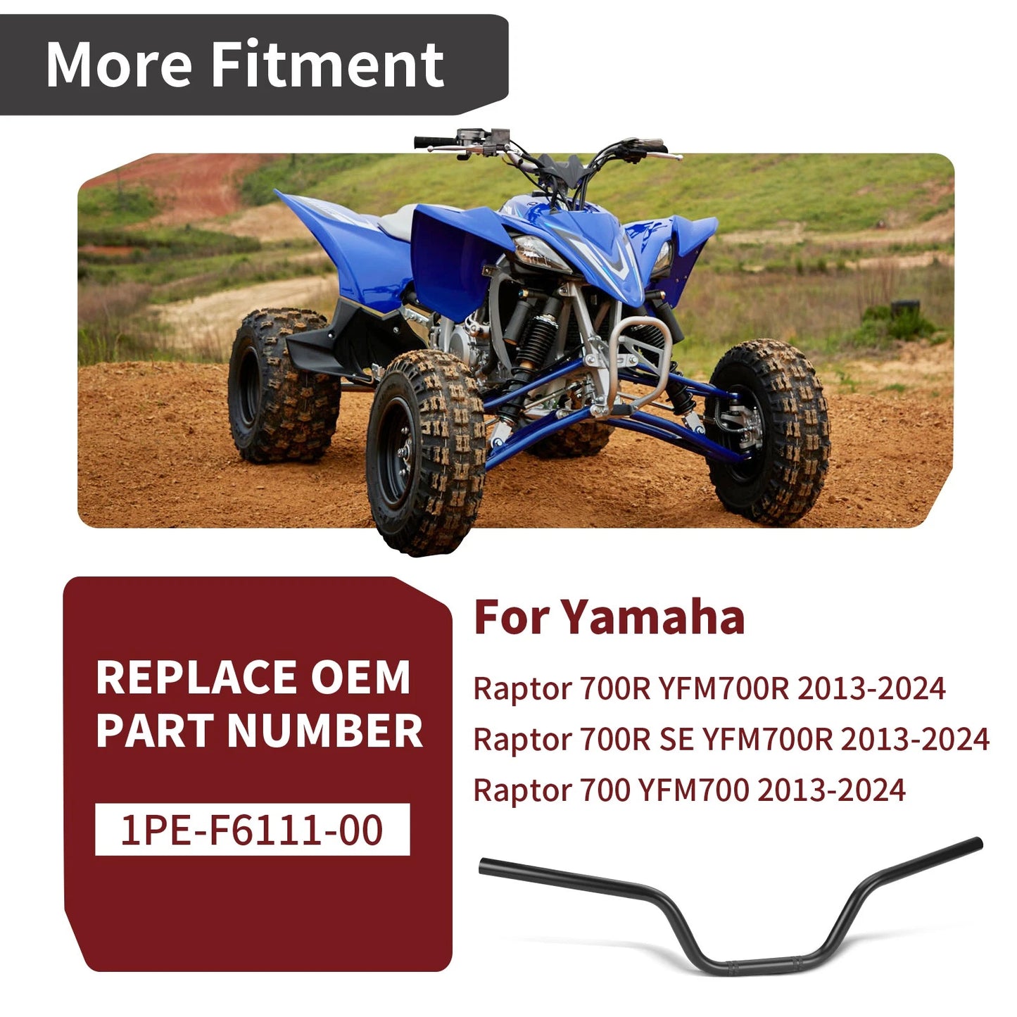 Black Handlebar for Yamaha Raptor 700 700R SE YFM (2013–2024)
