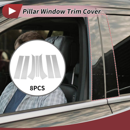 8 Pcs Door Pillar Window Trim for Ford Everest (2015-2021) Silver Tone