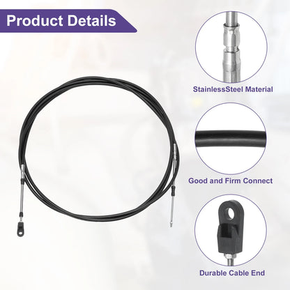 2 x Marine Throttle Control Cable Black with Fastening Head